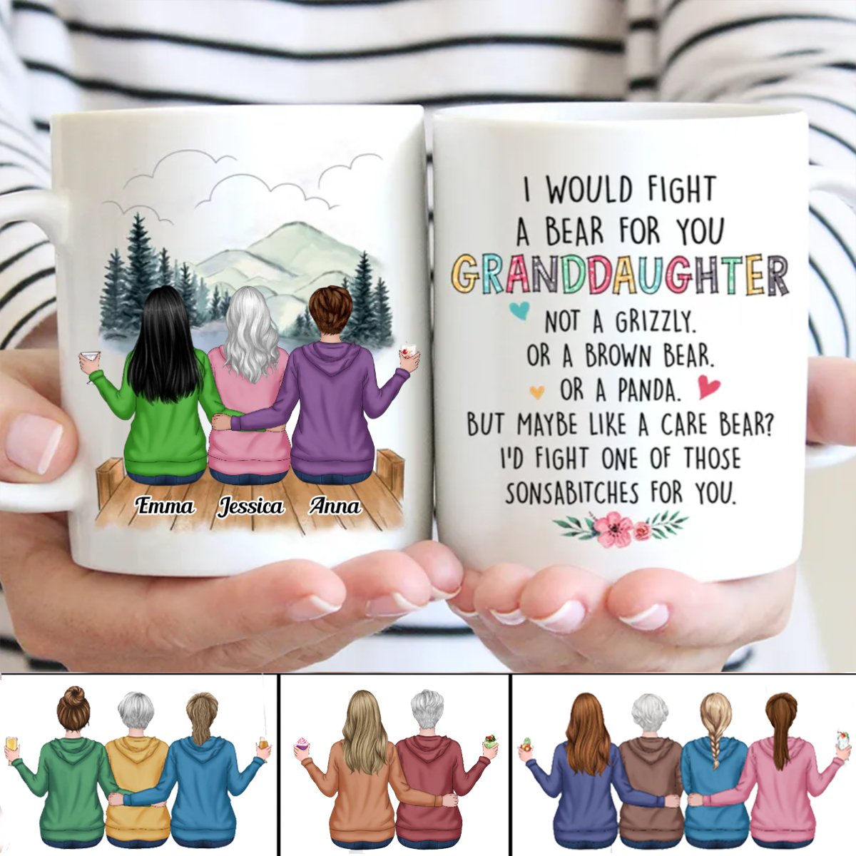 I Would Fight A Bear For You Granddaughter - Personalized Mug - Makezbright Gifts