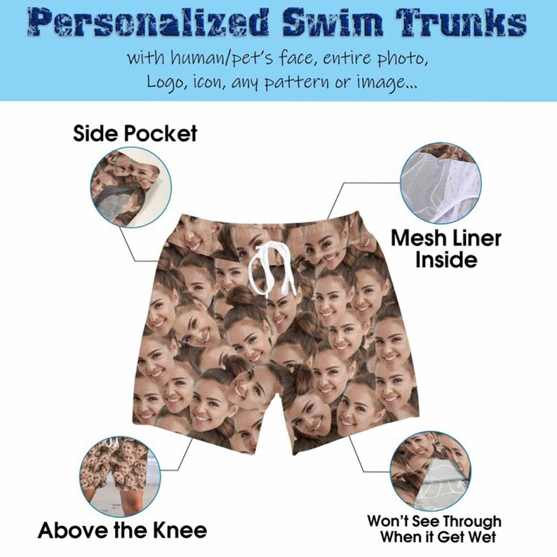 Hawaii - Custom Face Swim Trunks - Personalized Short