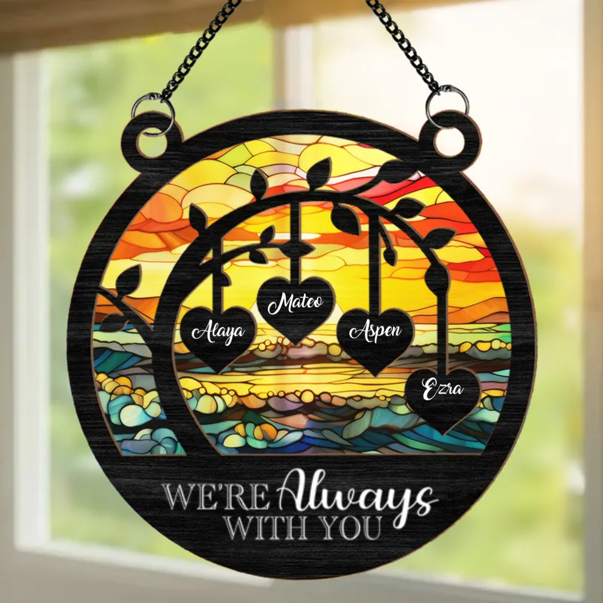 I'm Always With You Memorial Tree - Personalized Window Hanging Suncatcher Ornament - Makezbright Gifts