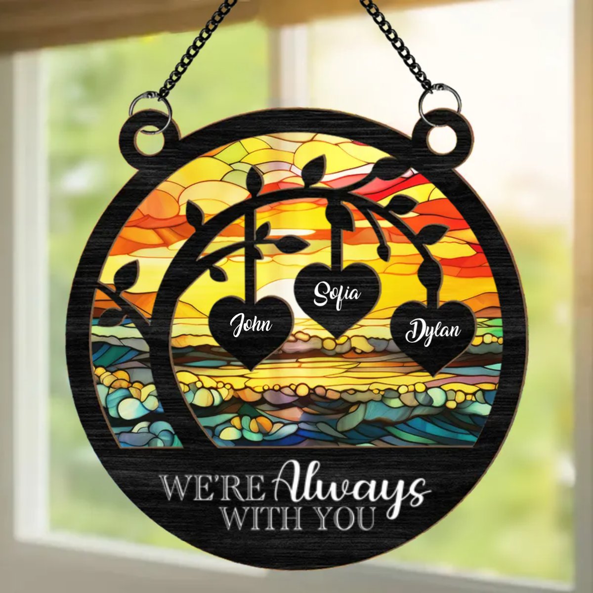 I'm Always With You Memorial Tree - Personalized Window Hanging Suncatcher Ornament - Makezbright Gifts