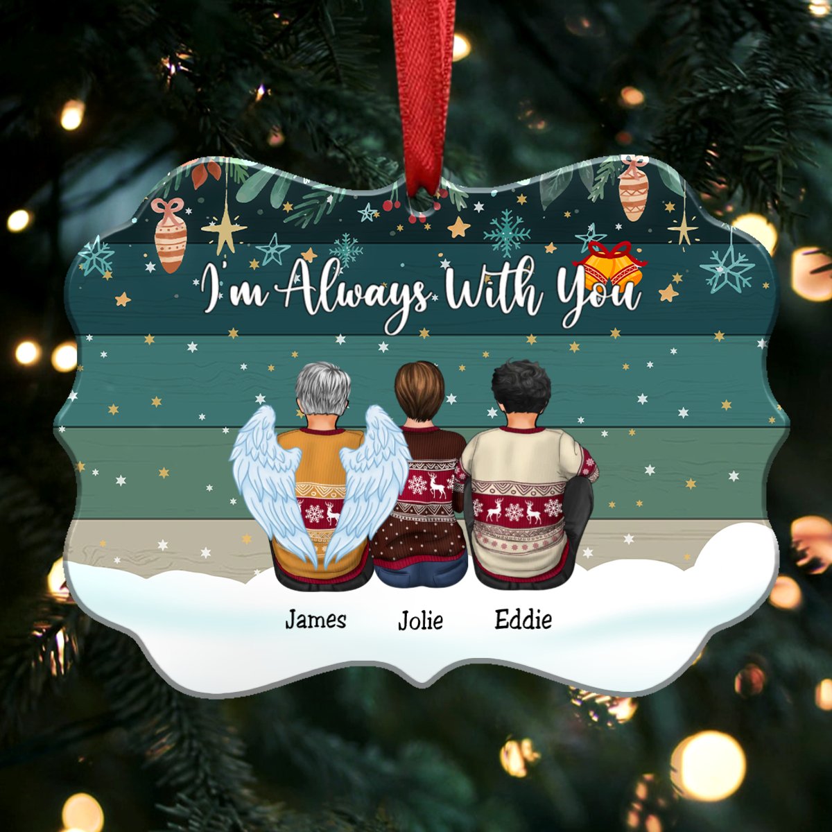 I'm Always With You - Personalized Christmas Ornament (Green) - Makezbright Gifts