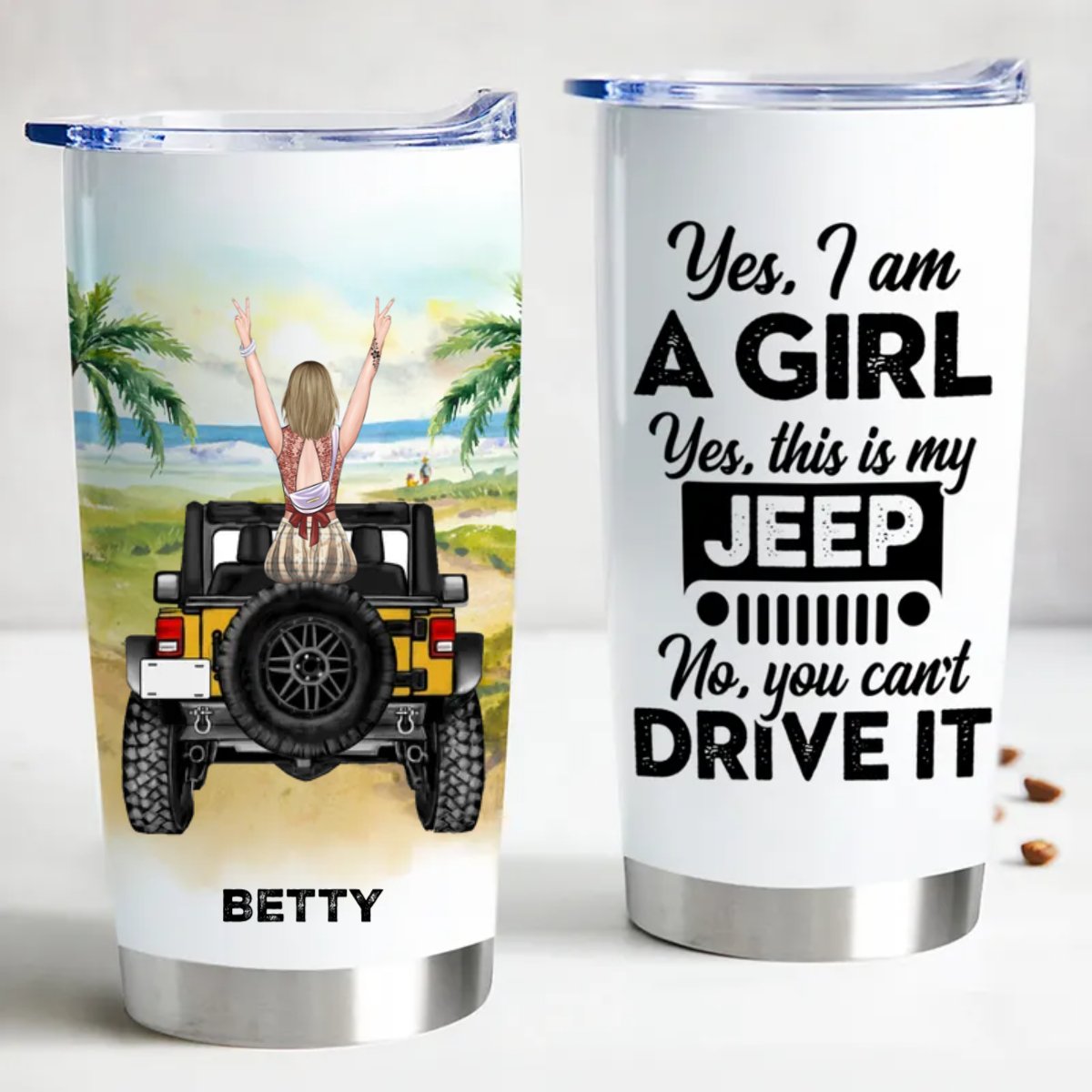 Journey Girls - A Girl With Off - Road Car - Personalized Tumbler - Makezbright Gifts