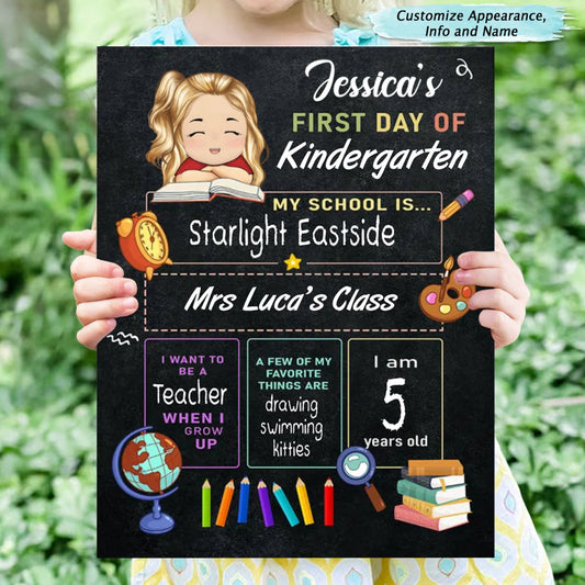 Kid - First Day Of School - Personalized School Sign - Makezbright Gifts