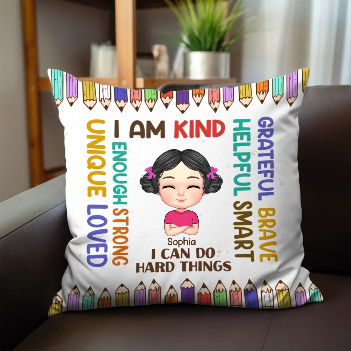 Kids - I Am Kind I Am Smart - Personalized Pillow - Makezbright Gifts