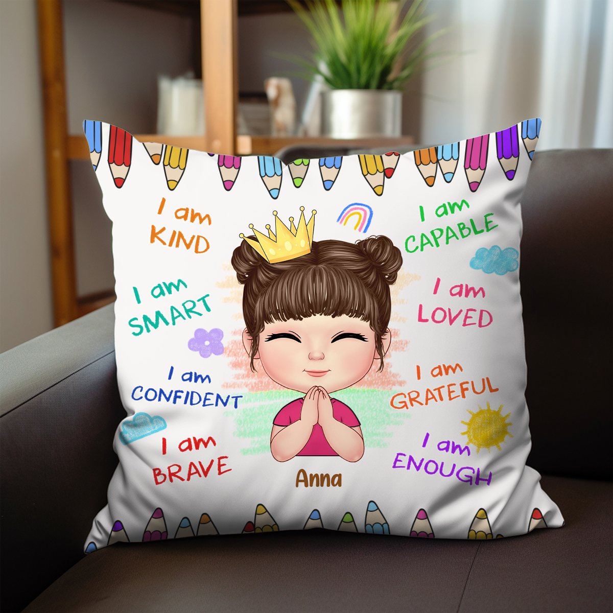 Kids - I Am Kind I Am Smart - Personalized Pillow - Makezbright Gifts