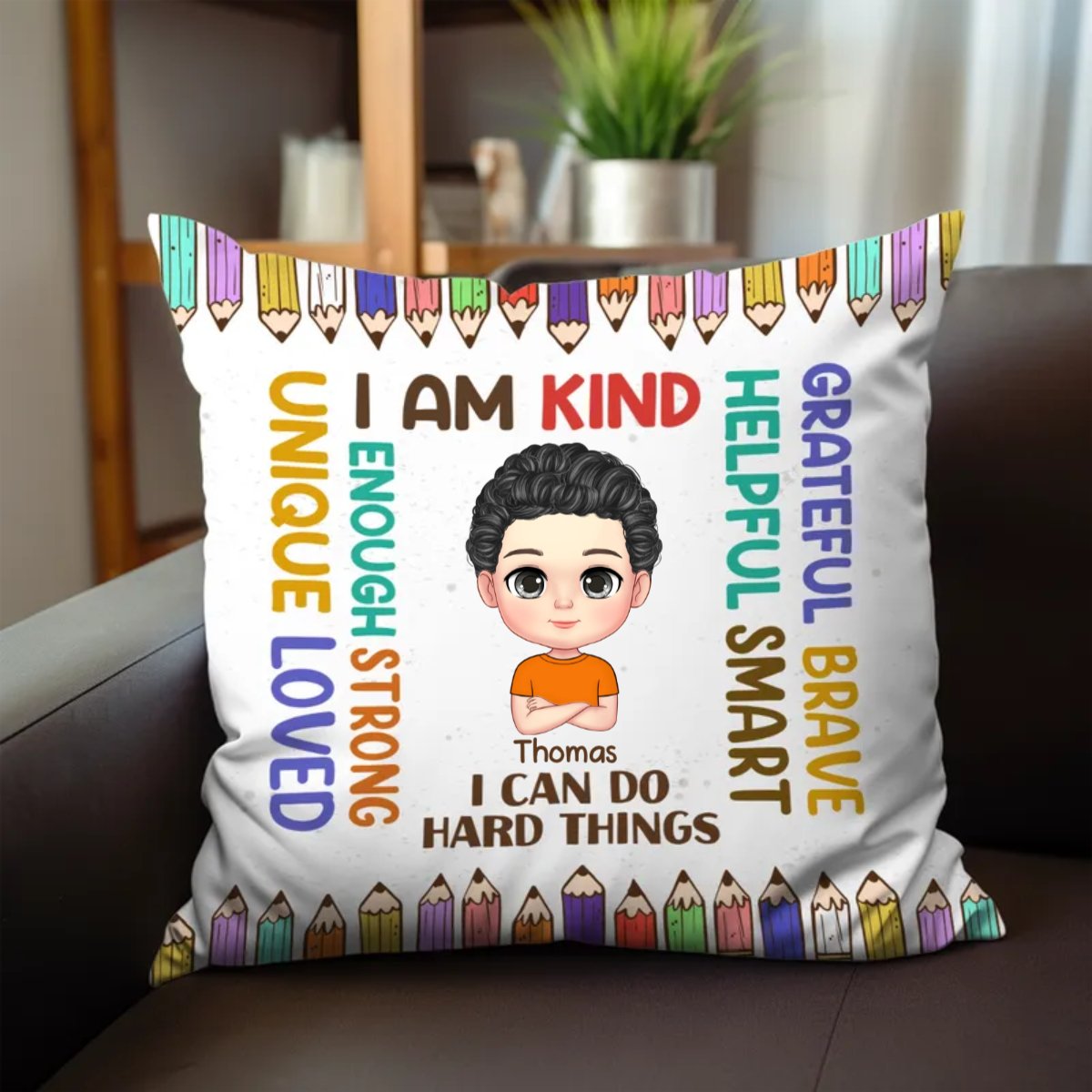 Kids - I Am Kind I Am Smart - Personalized Pillow - Makezbright Gifts