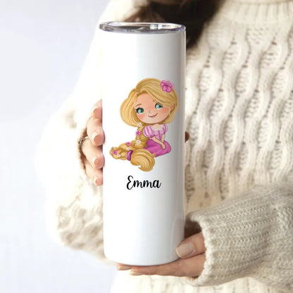 Kids - Princess Skinny Tumbler for Kids Back to School Gift - Personalized Skinny Tumbler - Makezbright Gifts