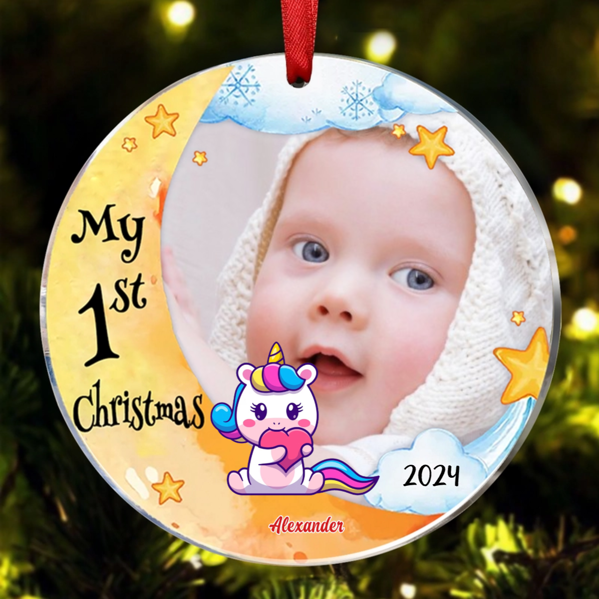 My First Christmas Elephant - Personalized Photo Ornament