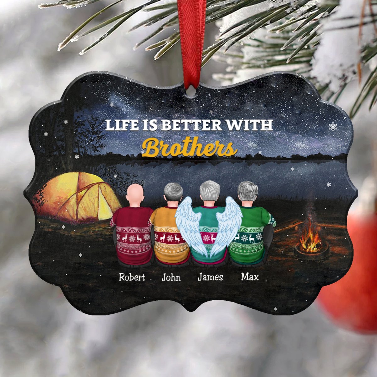 Life Is Better With Brothers - Personalized Christmas Ornament (S1S) - Makezbright Gifts