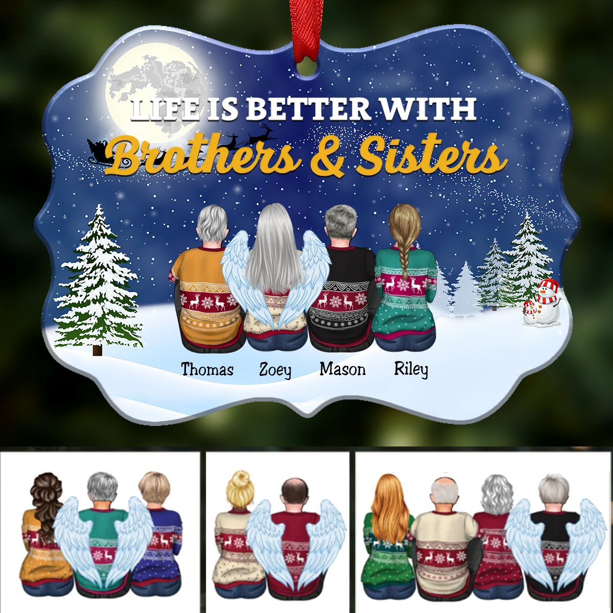 Life Is Better With Brothers & Sisters - Personalized Christmas Ornament - Makezbright Gifts