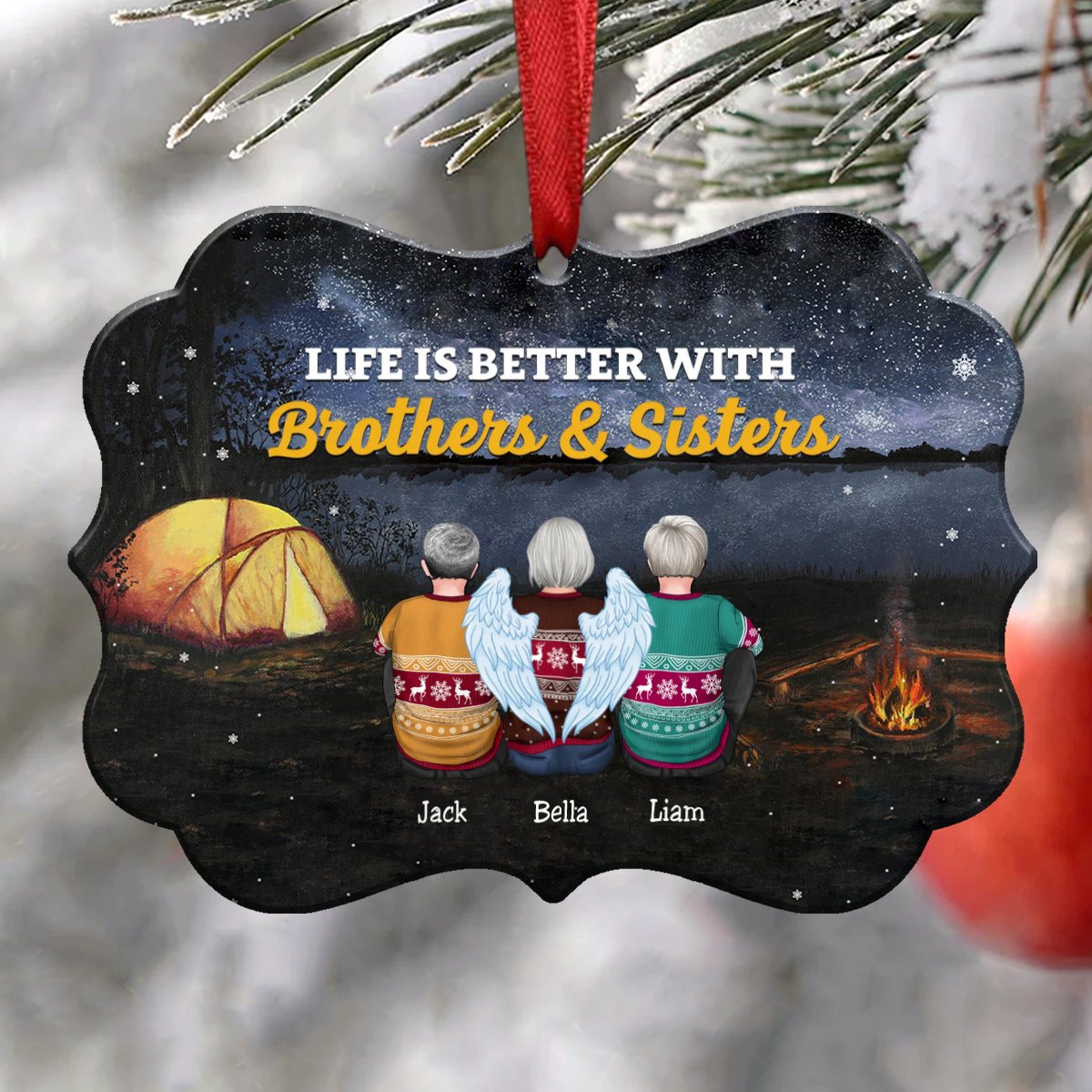 Life Is Better With Brothers & Sisters - Personalized Christmas Ornament (CT7) - Makezbright Gifts