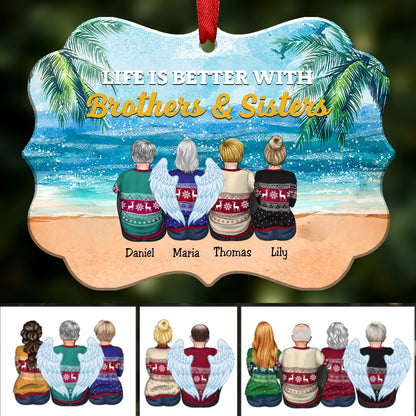 Life Is Better With Brothers & Sisters - Personalized Christmas Ornament (ver 5) - Makezbright Gifts