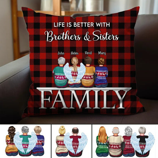 Life Is Better With Brothers & Sisters - Personalized Pillow - Makezbright Gifts