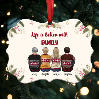 Life Is Better With Family - Personalized Christmas Ornament (Ver 3) - Makezbright Gifts