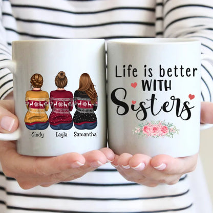 Life Is Better With Sisters - Personalized Mug - Makezbright Gifts