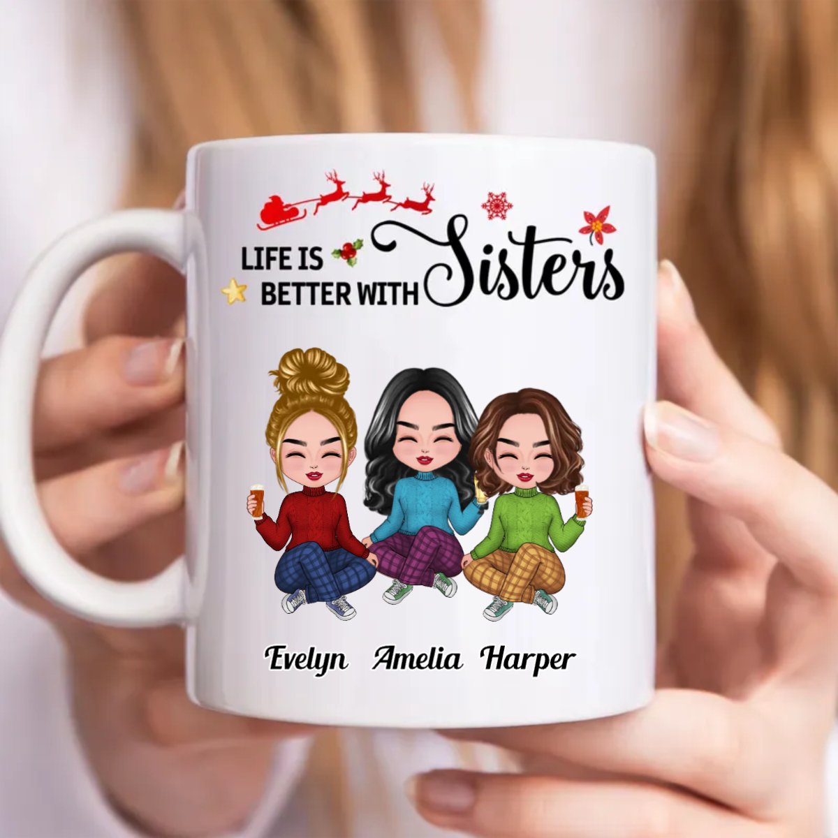 Life Is Better With Sisters - Personalized Mug - Makezbright Gifts