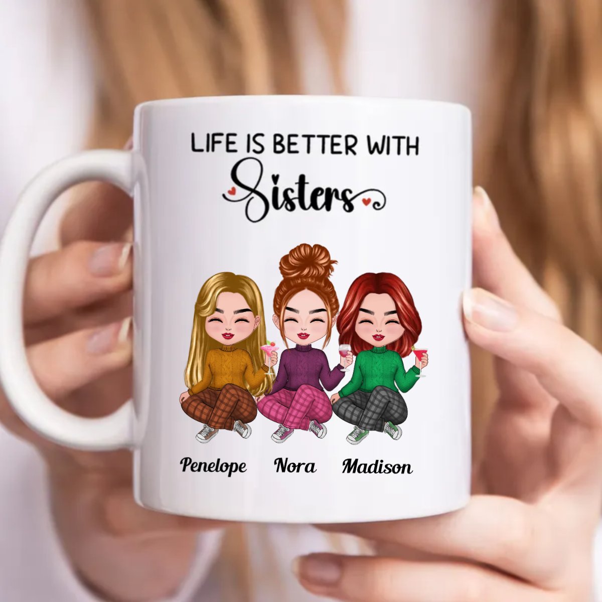 Life Is Better With Sisters - Personalized Mug - Makezbright Gifts