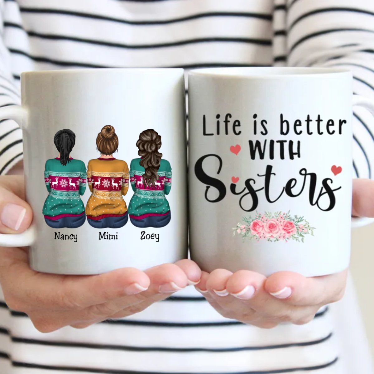 Life Is Better With Sisters - Personalized Mug - Makezbright Gifts