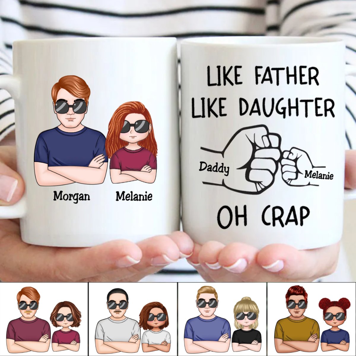 Like Father Like Daughter Fist Bump Handshake - Personalized Mug (L) - Makezbright Gifts