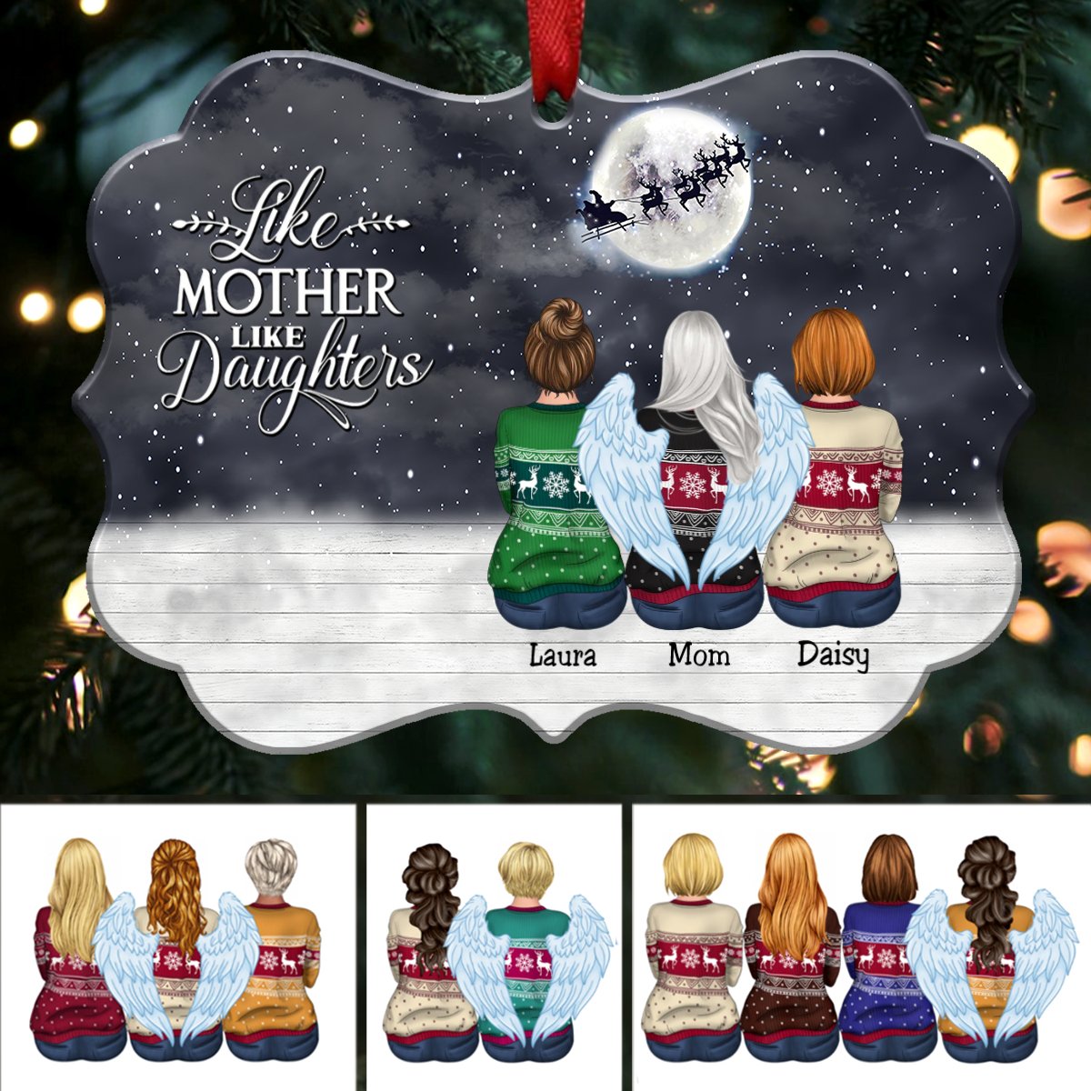 Like Mother Like Daughters - Personalized Christmas Ornament - (Black) - Makezbright Gifts