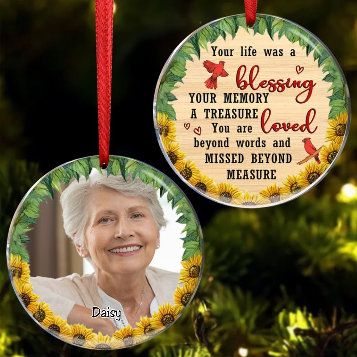 Memorial Gift - A Treasure Memory - Personalized Ceramic Circle Ornament - Makezbright Gifts