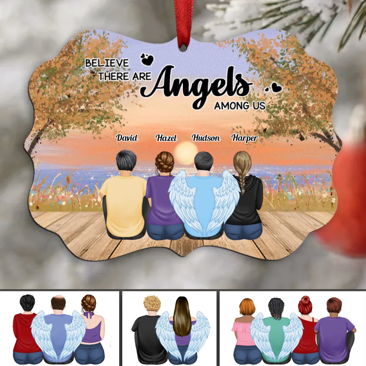 Memorial Gift - Believe There Are Angels Among Us - Personalized Ornament - Makezbright Gifts