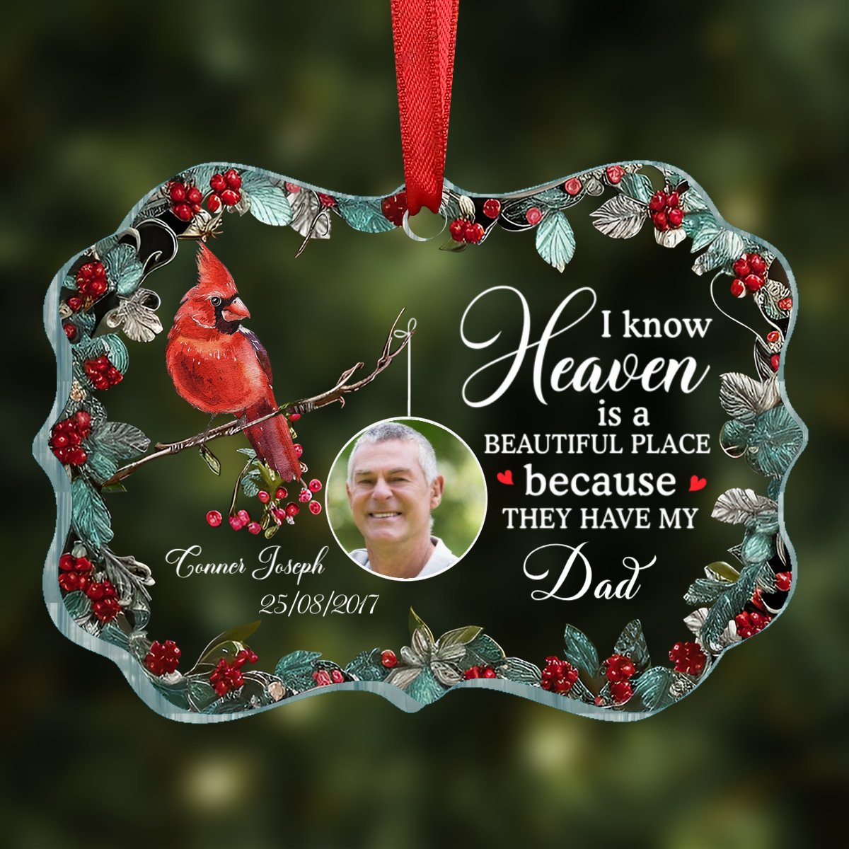 Memorial Gift - Heaven Is Beautiful Place - Personalized Transparent Ornament - Makezbright Gifts