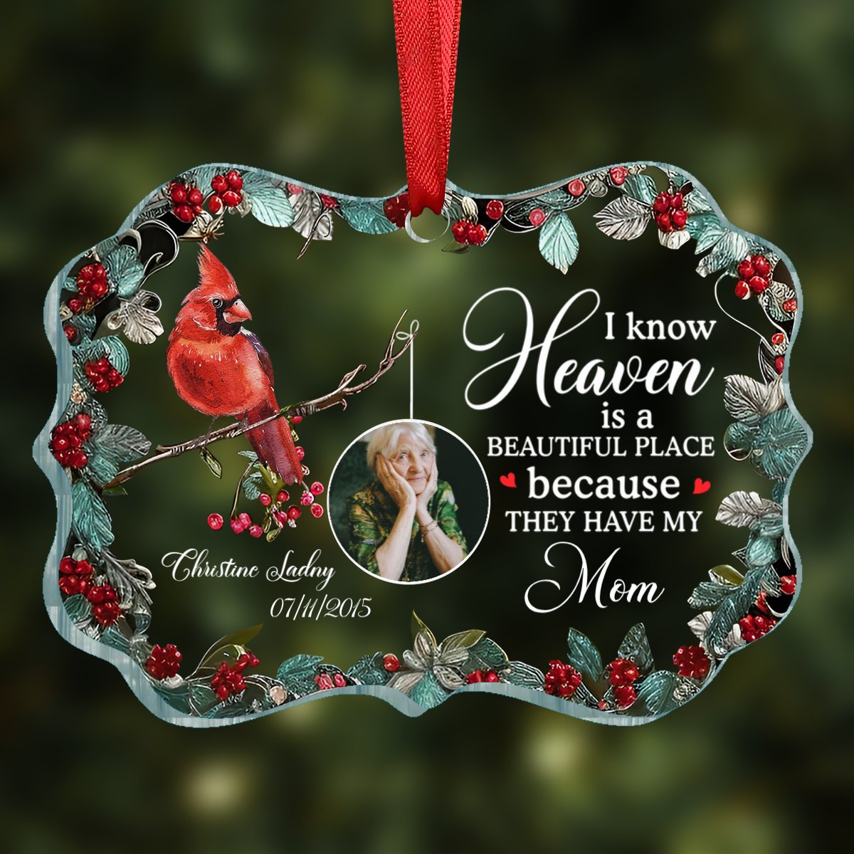 Memorial Gift - Heaven Is Beautiful Place - Personalized Transparent Ornament - Makezbright Gifts