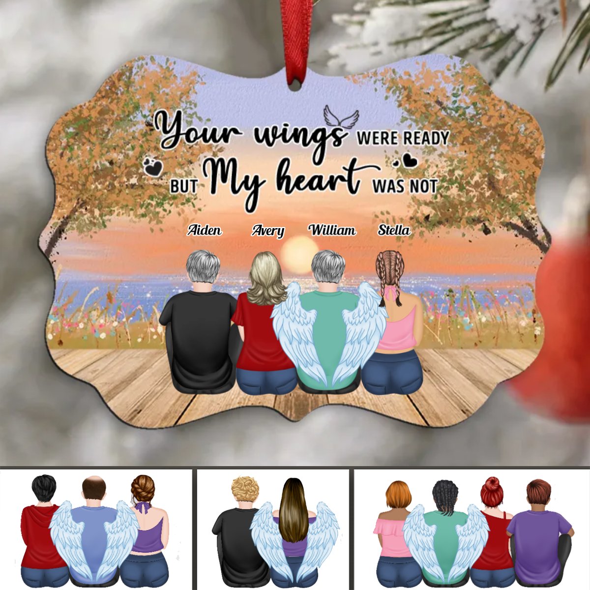 Memorial Gift - Your Wings Were Ready But My Heart Was Not - Personalized Ornament - Makezbright Gifts