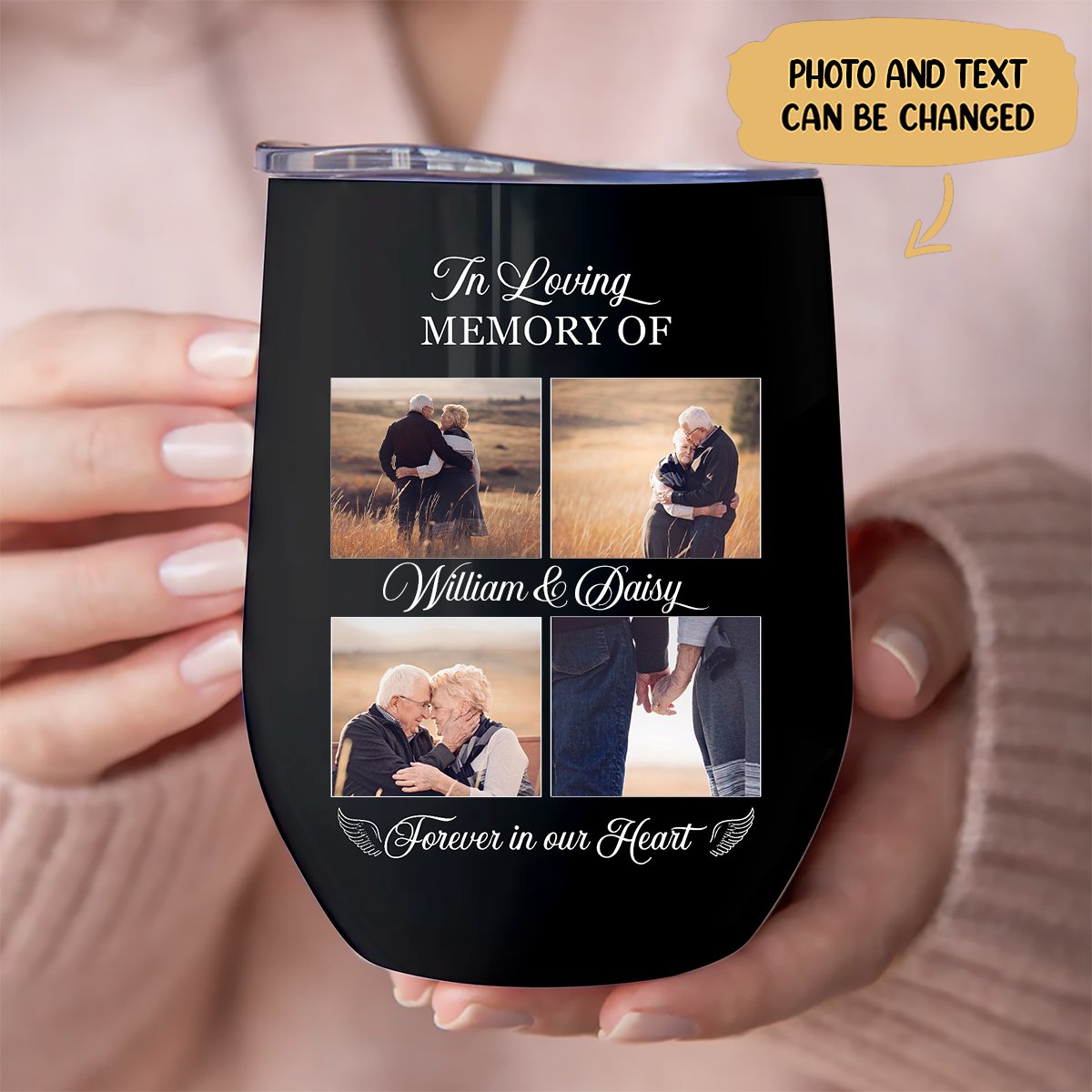 Memorial - In Loving Memory Of You Forever In Our Heart V2 - Personalized Wine Tumbler - Makezbright Gifts