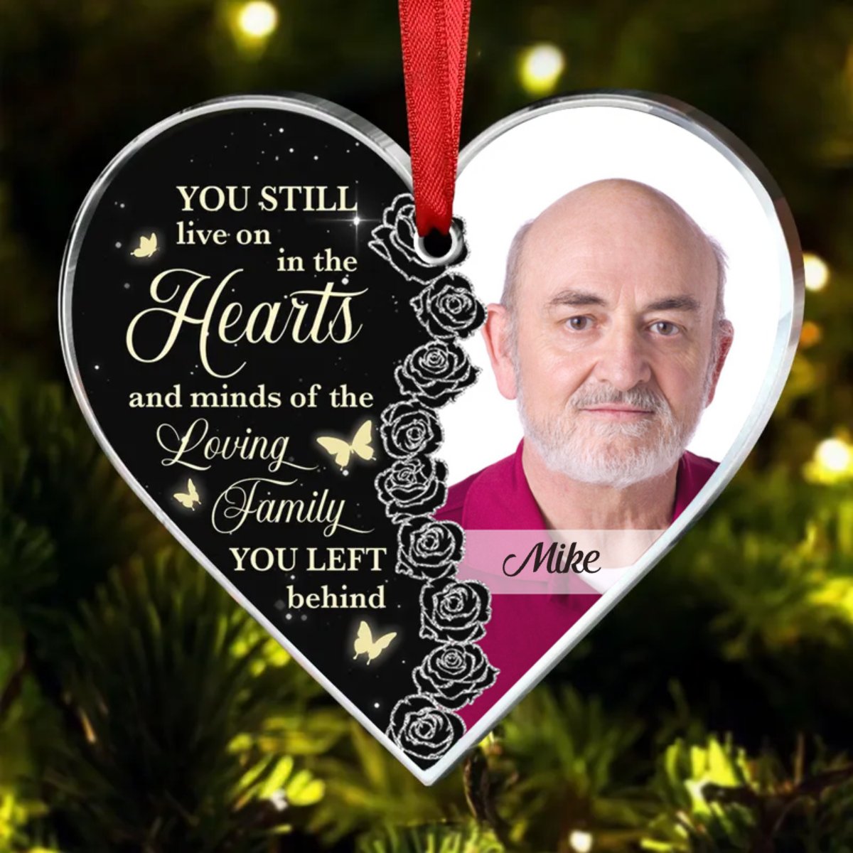 Memorial - Still In Our Hearts - Personalized Heart Ornament - Makezbright Gifts