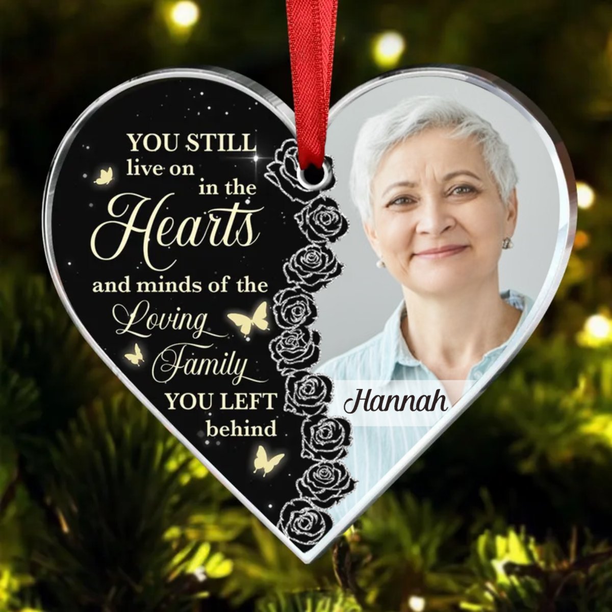 Memorial - Still In Our Hearts - Personalized Heart Ornament - Makezbright Gifts