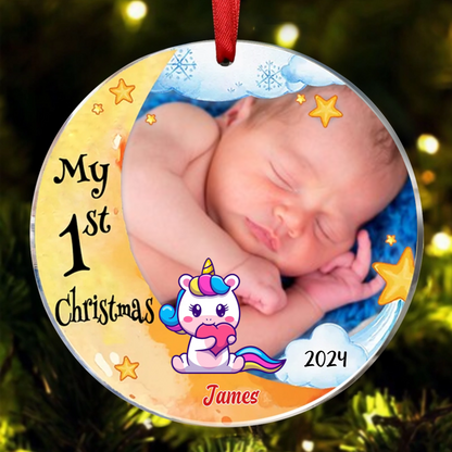 My First Christmas Elephant - Personalized Photo Ornament