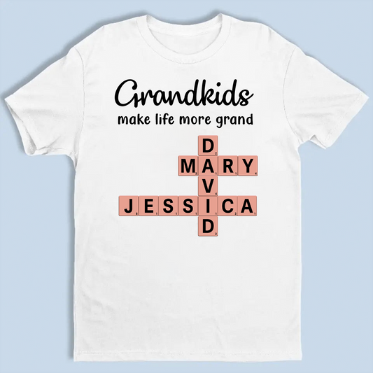 Grandkids Make Life Grand Heart Crossword Puzzle Personalized Shirt