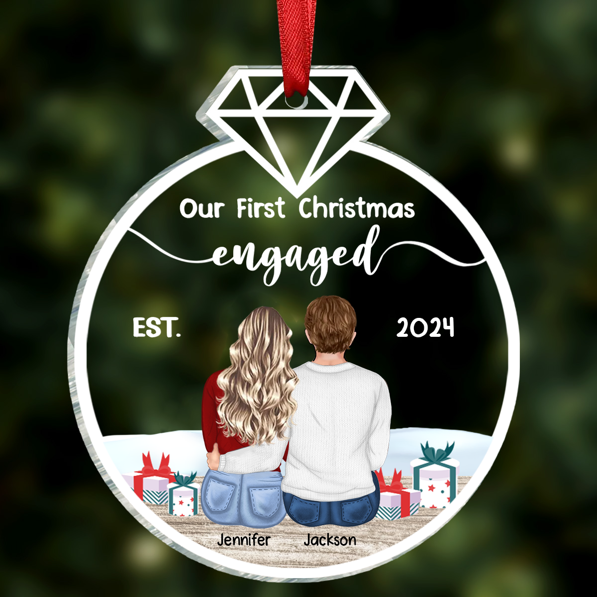 Our First Christmas Married - Gift For Couples - Personalized Custom Shaped Acrylic Ornament