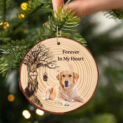 Custom Photo Forever In My Heart - Personalized Wood Slice Ornament