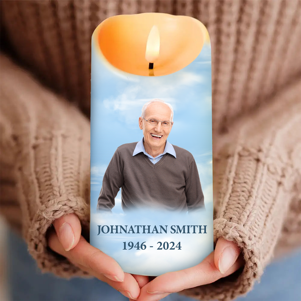 Custom Photo In Loving Memory Of A Life So Beautifully Lived - Personalized Flameless LED Candle