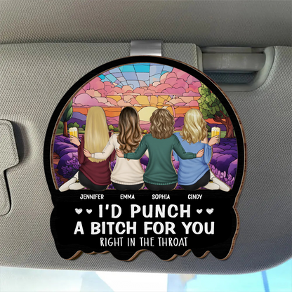 Right In The Throat Besties Sisters - Personalized Custom Shaped Car Visor Clip