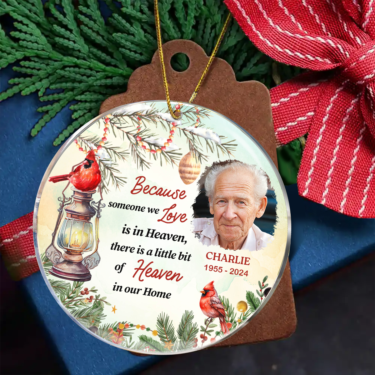 Custom Photo Memorial Someone We Love Is In Heaven - Personalized Circle Acrylic Ornament