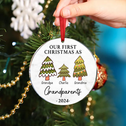 First Christmas As Grandparents - Personalized Circle Ceramic Ornament