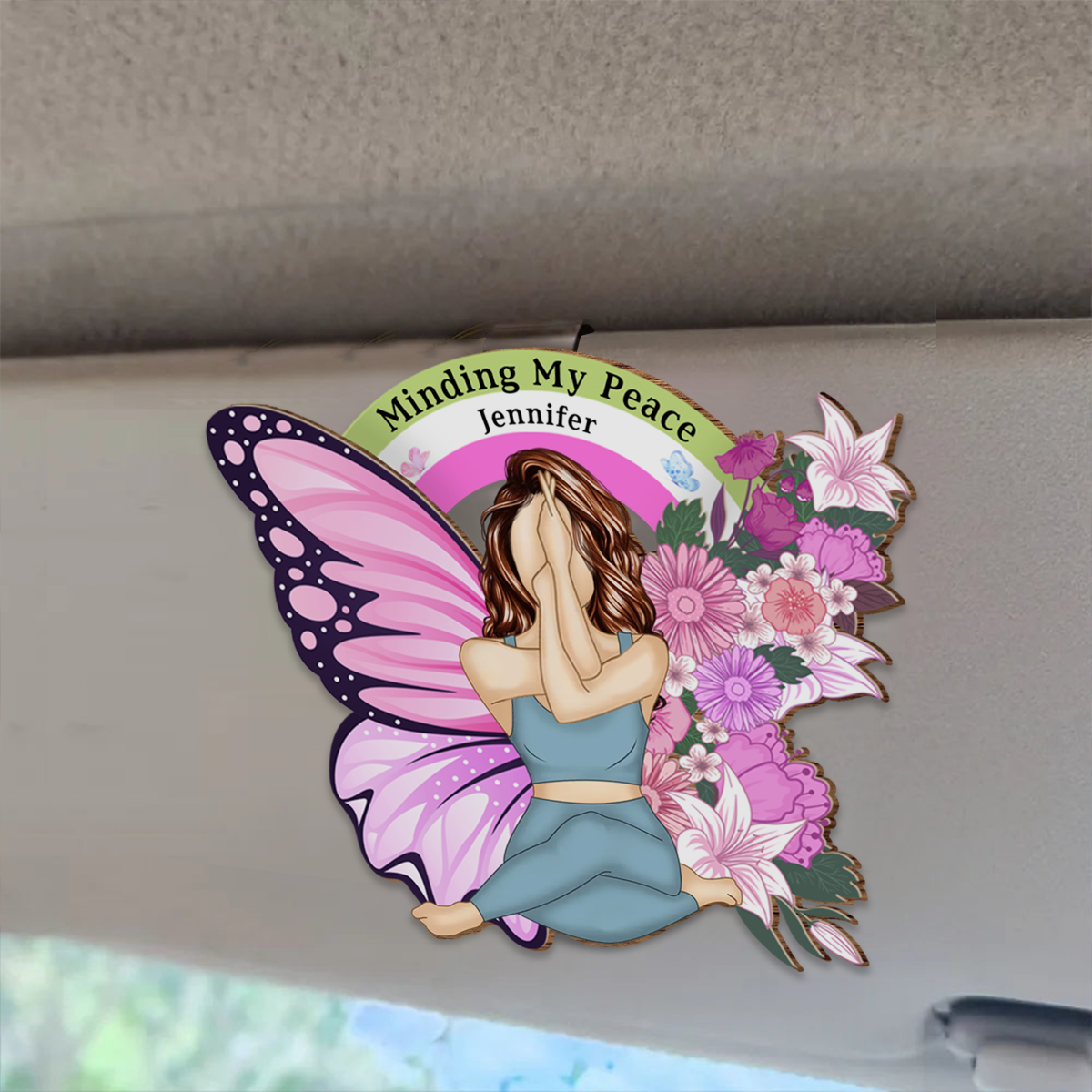 Minding My Peace - Personalized Custom Shaped Car Visor Clip