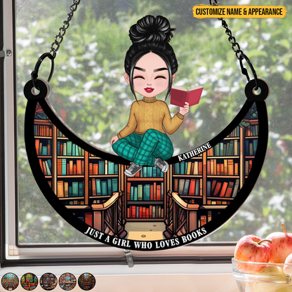 Just A Girl Who Loves Books - Personalized Window Hanging Suncatcher Ornament