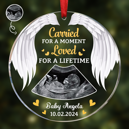 Custom Photo Memorial Carried For A Moment Loved For A Lifetime - Personalized Circle Ornament