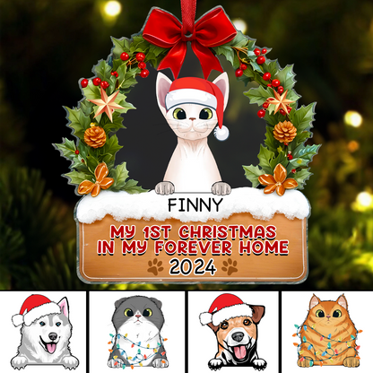 Semi Dog Cat My 1st Christmas In My Forever Home - Personalized Custom Shaped Acrylic Ornament