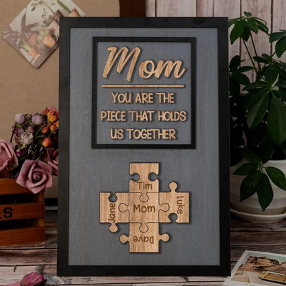 Mom Puzzle Sign Customized Gift For Mother's Day - Personalized 2 - Layered Wooden Plaque - Makezbright Gifts