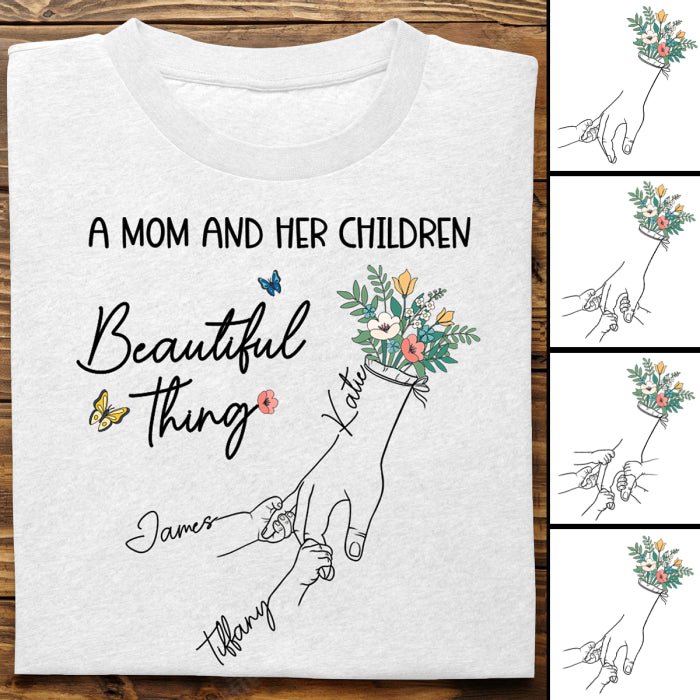 Mother - A Mom And Her Children - Personalized Custom Unisex T - shirt, Sweatshirt (HJ) - Makezbright Gifts