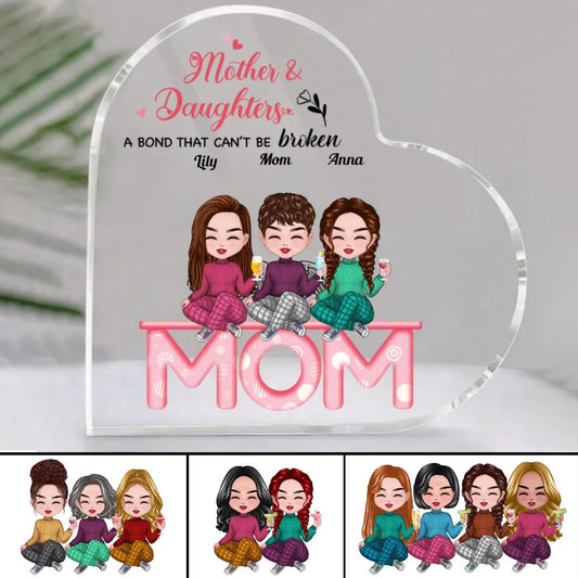 Mother And Daughters - Mother And Daughters A Bond That Cant Be Broken - Personalized Acrylic Plaque (LH) - Makezbright Gifts