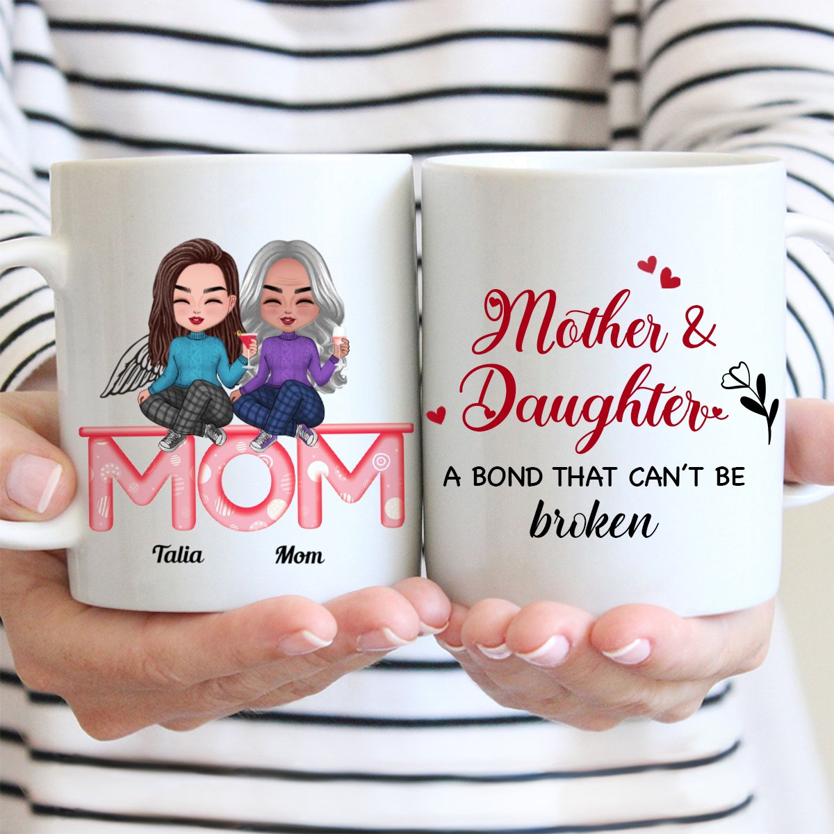 Mother And Daughters - Mother And Daughters A Bond That Cant Be Broken - Personalized Mug (LH) - Makezbright Gifts