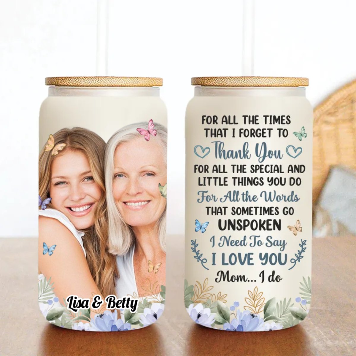 Mother - Custom Photo Thank You For All The Special Things - Personalized Glass Can (HJ) - Makezbright Gifts