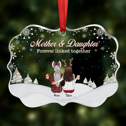 Mother & Daughter - Mother & Daughter Forever Linked Together - Personalized Transparent Ornament - Makezbright Gifts